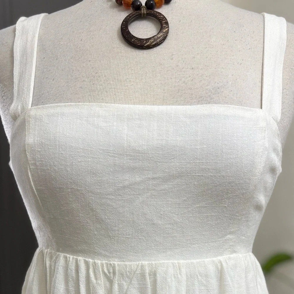 NWT Lulu's Darling Perfection White Tiered Tie-Back Mini Skater Dress | Size M - Picture 3 of 12